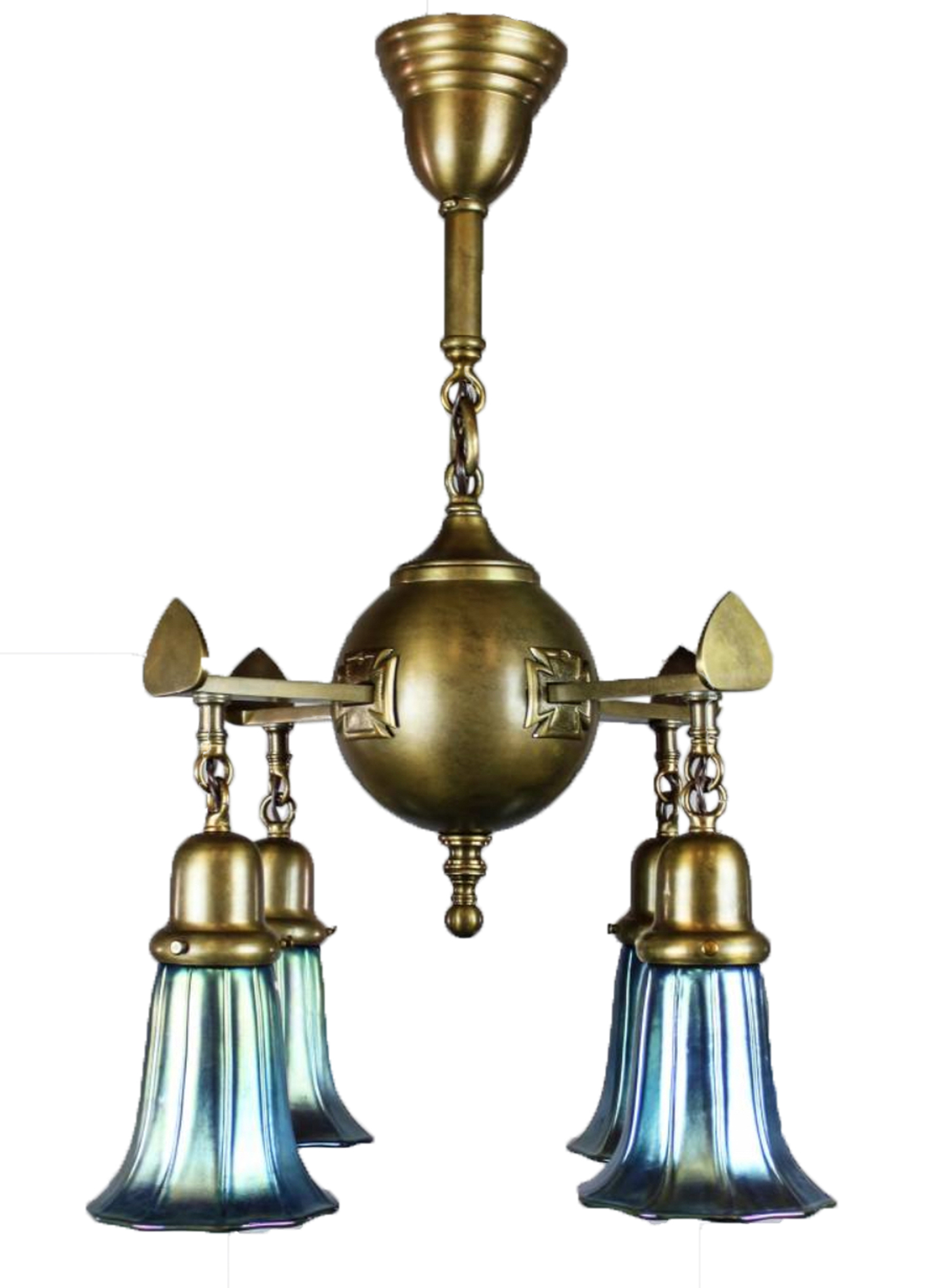 Unusual 4 Light Antique Light Fixture. Modernism